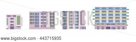 Residential Detached Building Set, Towering Apartment Blocks Facade. Industrial Urban Planning, Conc
