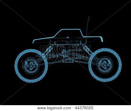 Автомобиль RC игрушки (3D Xray синий прозрачный)