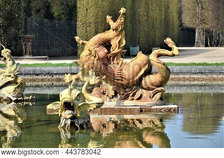 Dragon Fountain In Versailles Park, Paris (france)