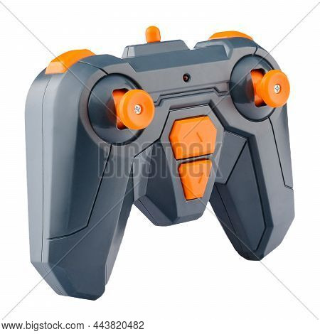 Black Remote Control Isolated On A White Background. Joystick For Remote Radio Control