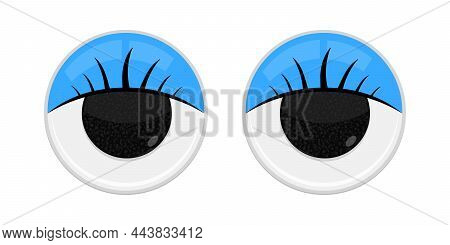 Plastic Toy Safety Wobbly Eyes Flat Style Design Vector Illustration Isolated On White Background. F