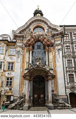 Munich, Germany - Jul 07, 2021: Historic Facade Of The Baroque Asam Church, Asamkirche In Munich, Ba