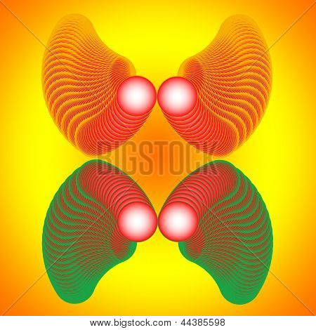 Composição abstrata sem rumo-cor sobre um fundo amarelo.