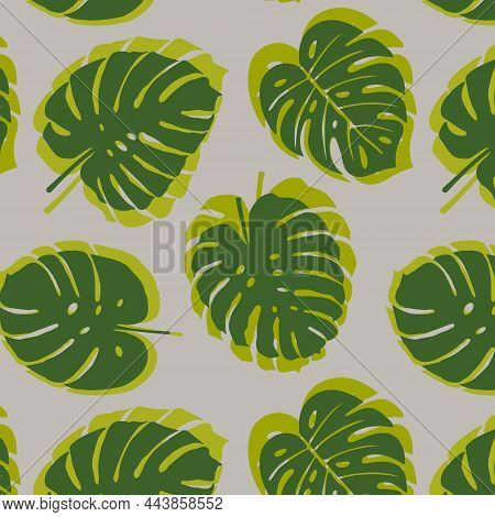 Abstract Art Nature Background Vector. Monstera Pattern.