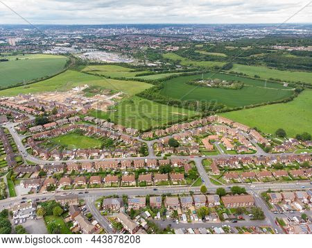 Aerial Photo Over Looking The Area Of Leeds Known As Morley In West Yorkshire Uk, Showing A Typical