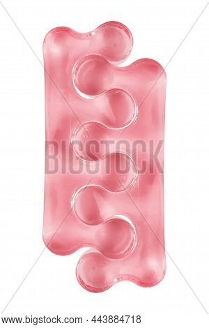 Silicone Pink Pedicure Toe Dividers Isolated On White Background