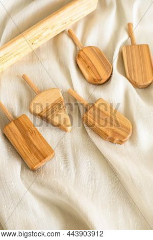 Wooden Eco Toy Ice Creame For Crunching By Toddlers