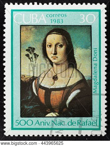 Republic Of Cuba - Circa 1983: Postage Stamp 'raphael. Portrait Of Maddalena Doni, 1506' Printed In 