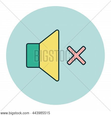 Sound On Off Color Vector Flat Icon. Volume. Mute Button. Graph Symbol For Music And Sound Web Site 