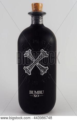 Thessaloniki, Greece - December 18 2021: Bumbu Xo Alcoholic Drink With Logo. Small Batch Rum Beverag