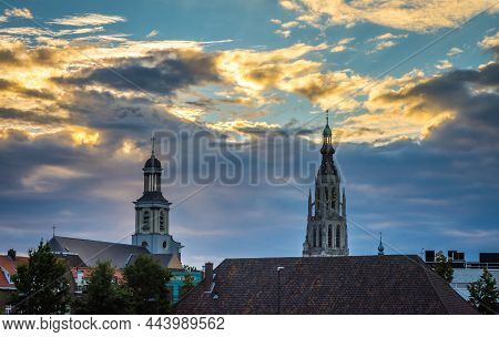 Skyline Of Breda, North Brabant, The Netherlands, With Dominant Grote Kerk (big Church)