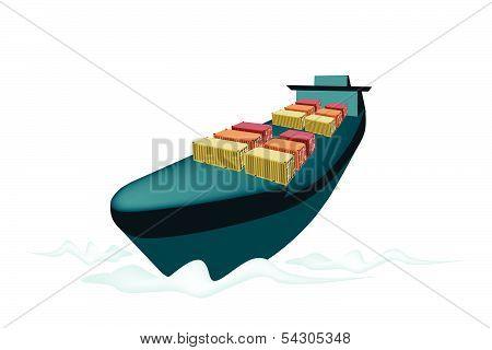 Stack Of Cargo Container On Cargo Ship