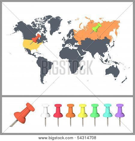 Worlds Map Over White Background. Vector Background