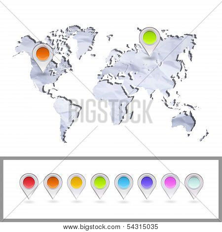 Worlds Map Over White Background. Vector Background