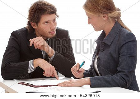 Businessman Persuading To Signing A Contract