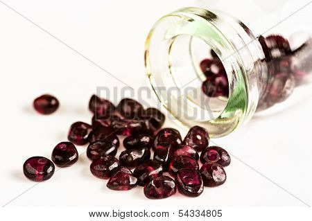 Garnets and bottle