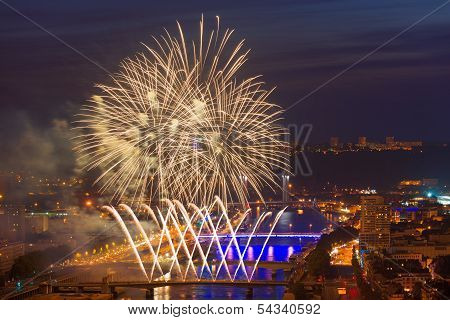 Fireworks In Rouen At A Summer Night
