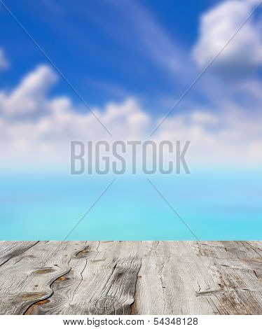 Beauty Seascape Under Blue Clouds Sky.