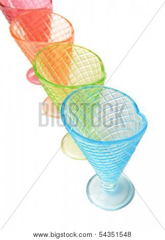 Empty glasses ice cream dish isolated on white