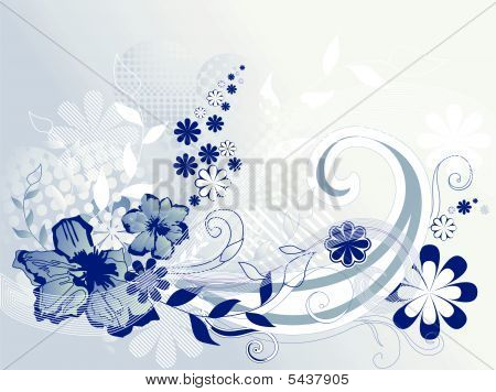 Flores e ondas. Ilustração vetorial