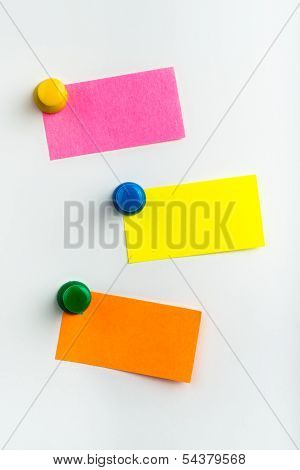 Three Empty Reminder Notes On A White Background