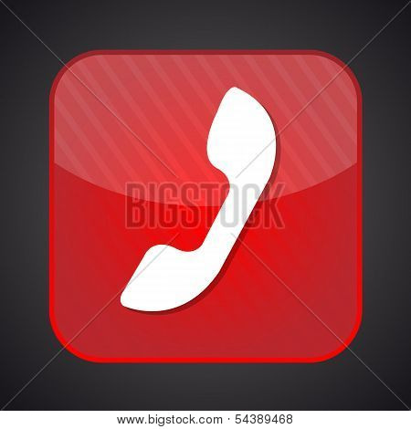 Phone icon - vector red app button