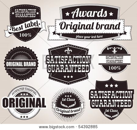 Set of vintage retro labels, stamps, ribbons, marks and calligraphic design elements, vector
