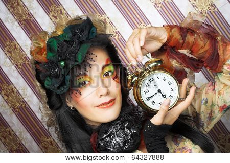 Girl with clock.