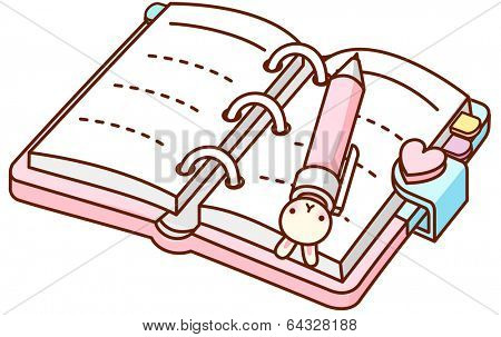 A vector illustration of open personal organizer