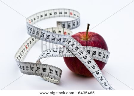 Red Apple With Measuring Tape