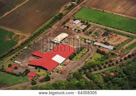 Aerial View Of Farm Fields In Costa Rica