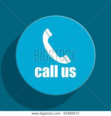 call us blue flat web icon