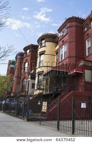 New York City brownstones in Bedford-Stuyvesant neighborhood in Brooklyn