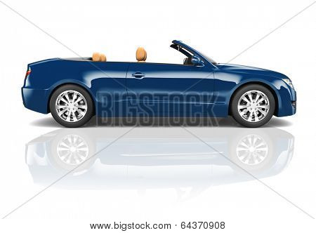 3D Image of Blue Convertible Car