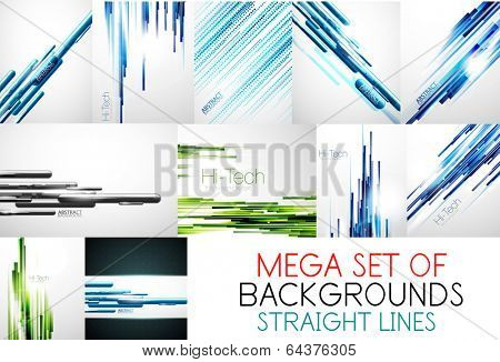 Vector mega collection of straight lines backgrounds. Design templates for your projects