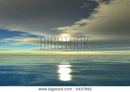 พระอาทิตย์ตกในทะเล