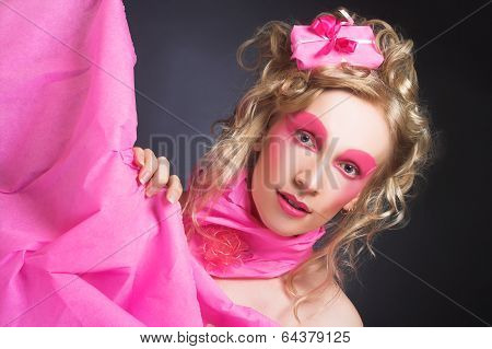 Woman in pink.