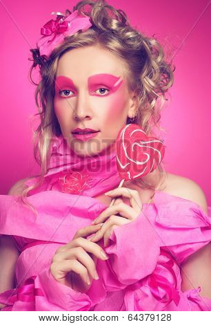 Woman in pink.