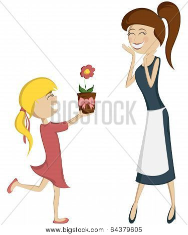 Surprise Mom (colorful and detailed with a blonde girl)!