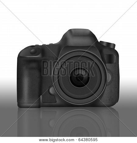 Paper Cut Of Black Slr Digital Camera Isolated Is Body Icon For Professional Photography Technology
