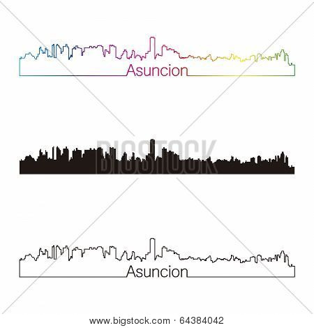 Asuncion Skyline Linear Style With Rainbow
