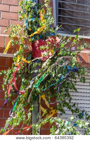 Decorated Maypol Tree On A Windy Day