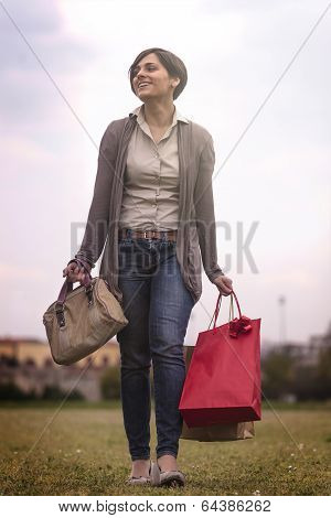 Happy Girls Doing Shopping