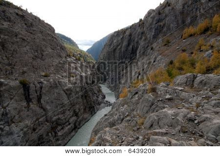 Rhone canyon in Swiss Alps