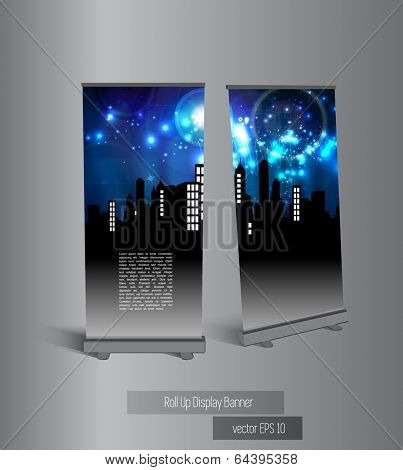 City roll up banner display, vector