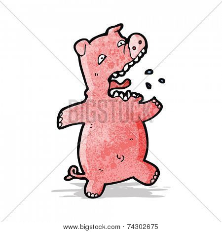 cartoon scared pig