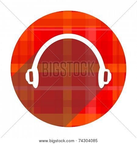headphones red flat icon isolated 