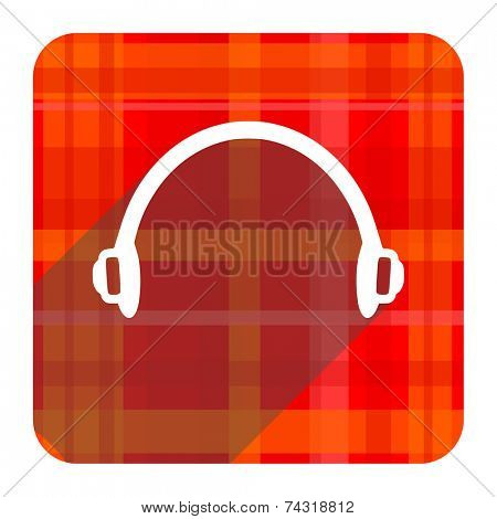 headphones red flat icon isolated 