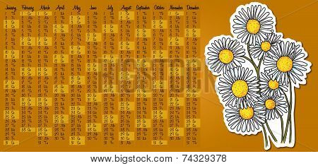 2015 calendar with camomile flower