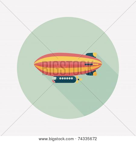 Airship Flat Icon With Long Shadow